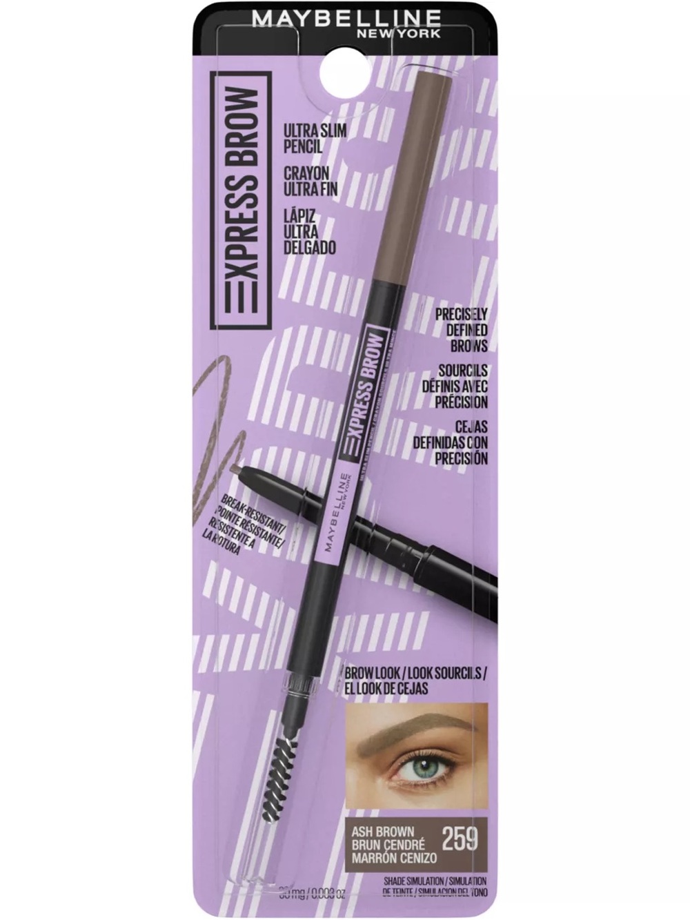 Maybelline Express Brow Ultra Slim Eyebrow Pencil - Ash Brown, NEW